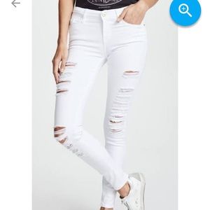 Frame Le Color Rip Skinny Jeans, White, Women'